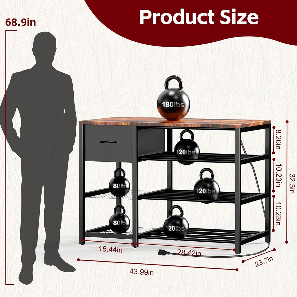 Frebomboo 3D Printer Filament Storage Rack, Versatile 3D Printer Stand Shelf with Drawer, Mobile 3-Tier Metal Filament Spool Holder, Perfect 3D Printer Cart Desk for Office Workshop Studio