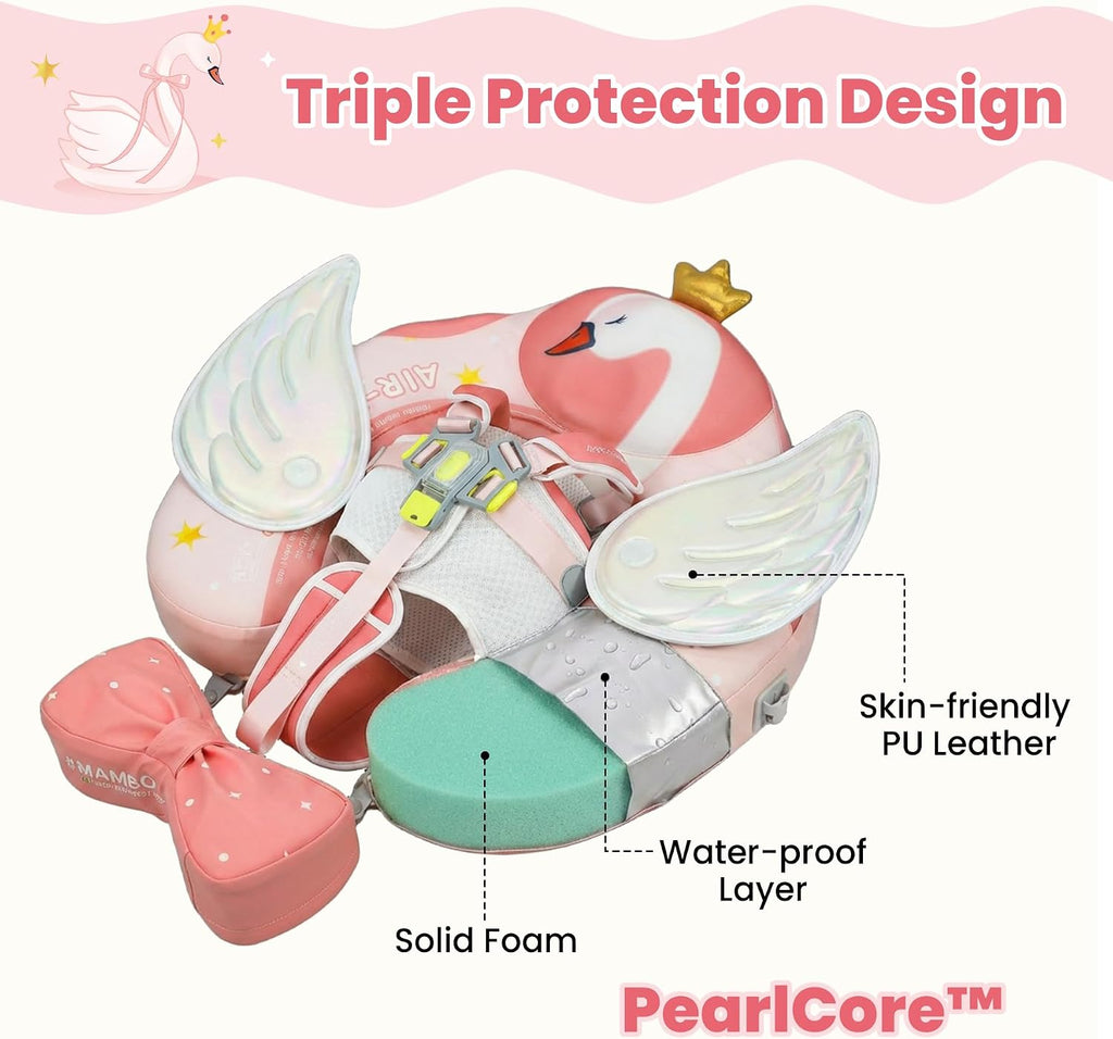 Mambobaby Float Deluxe Baby Pool Float: Safe & Comfortable Swim Trainer for Infants & Toddlers, Non-Inflatable Design, UV Protection Canopy, Fun Water Experience for Ages 3-24 Months