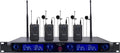 Sound Town 4 Channels Professional UHF Wireless Microphone System with Rack Mountable Metal Receiver and 4 Lavalier Mics with Bodypack Transmitters, for Church, School, Meeting, Party and Karaoke