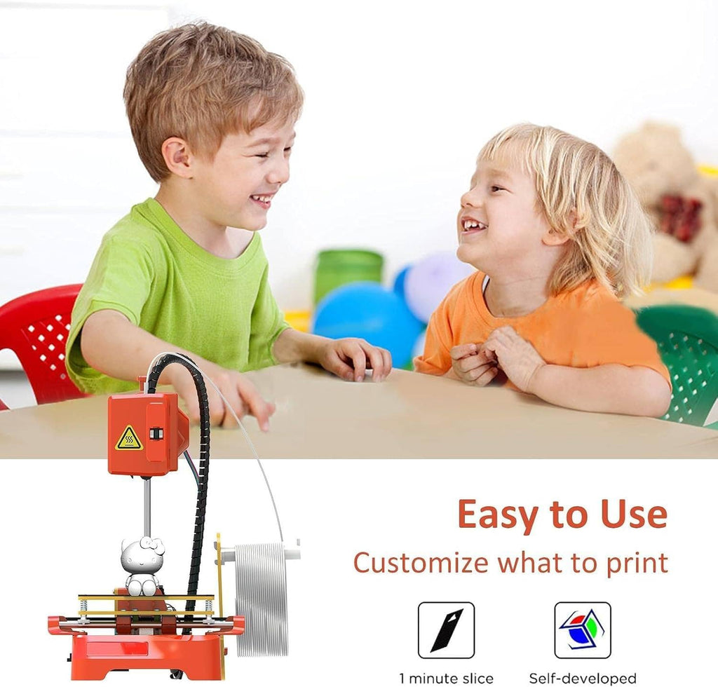 3D Printer, Mini Desktop Kit, 3D Printer with Pla Filament Removable Magnetic Plate USB Cable Tf Card Max Printing Speed 40mm/S, for Beginners Kids Teens