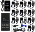 EXMAX® ATG-100T 195-230MHz Wireless Tour Guide System Voice Transmission Microphone Earphone Headset for Church Translation Silent Conference Travel Traning (1 Transmitter 10 Receivers Charging Base)