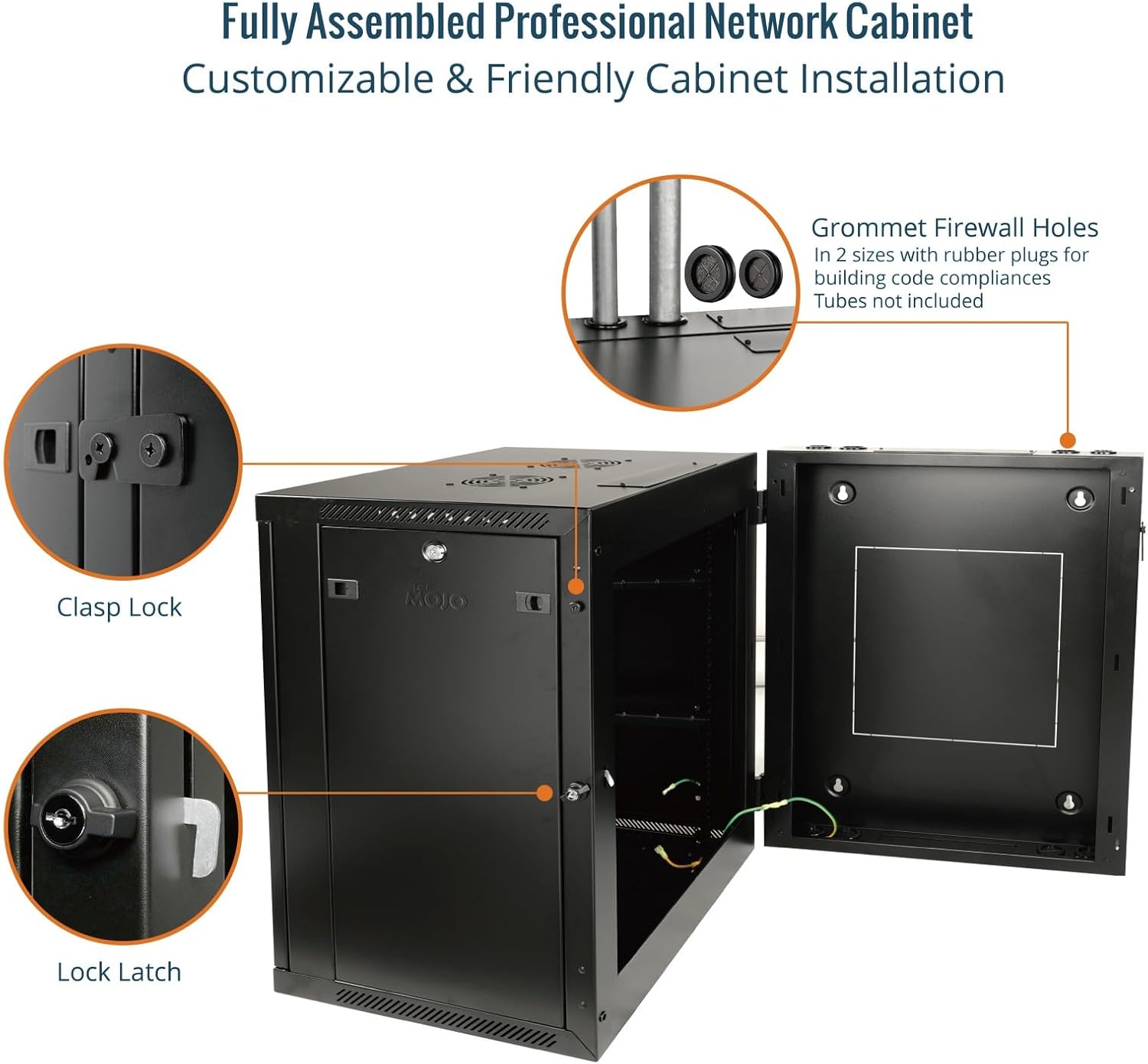 Tecmojo Fully Welded Server Cabinet, 15U Wall Mount Rack, 21.7inch Depth Network Rack, Glass Door, Swing Out, Load Bearing 242lbs (110 kg), Network Cabinet for 19in Computer/AV/Data/IT Equipment