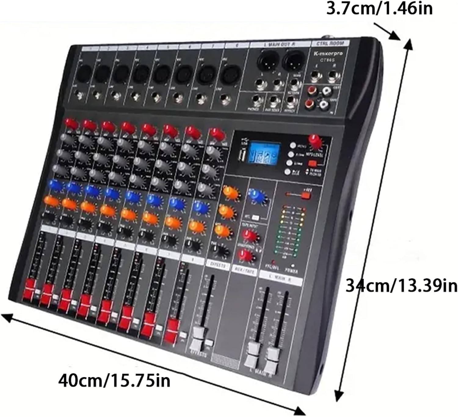 8 Channel Professional Audio Mixer Console Sound Board with 48V Phantom Power,USB Audio Interface for Live Show,Streaming Recording Music Stage Karaoke