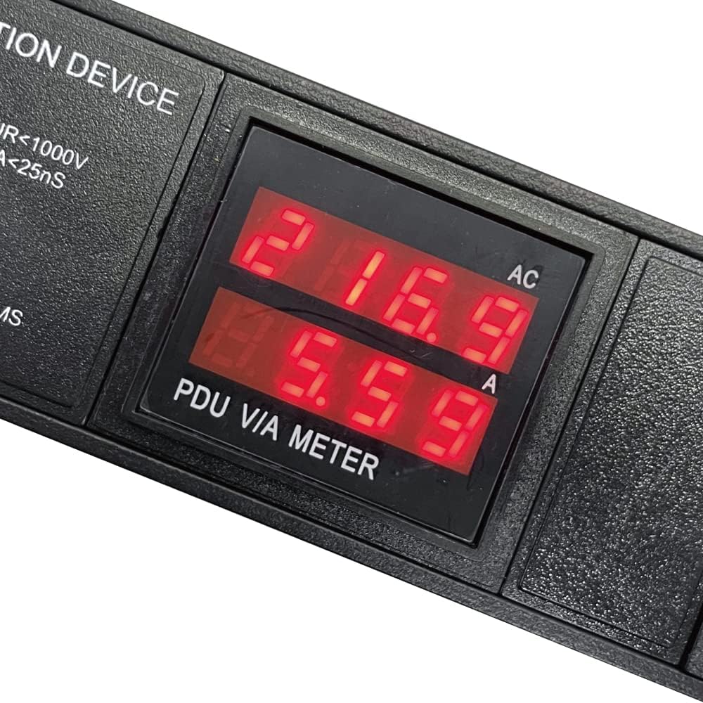 Metered-Breaker-Surge Protection PDU, 240V, L6-30P, 30A, 7200watts, (6) C13 & (2) C19 Outlets, Crypto Mining, Data Centre, ASIC/RIGS, Power Distribution Unit