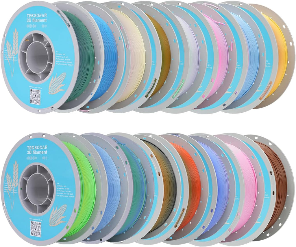 Matte Rainbow PLA 3D Printer Filament, 16 Rolls,1KG Spool(2.2lbs) 1.75mm, Multicolor Gradient Filament Bulk for Most FDM 3D Printers,16 Different Matte Rainbow Colors
