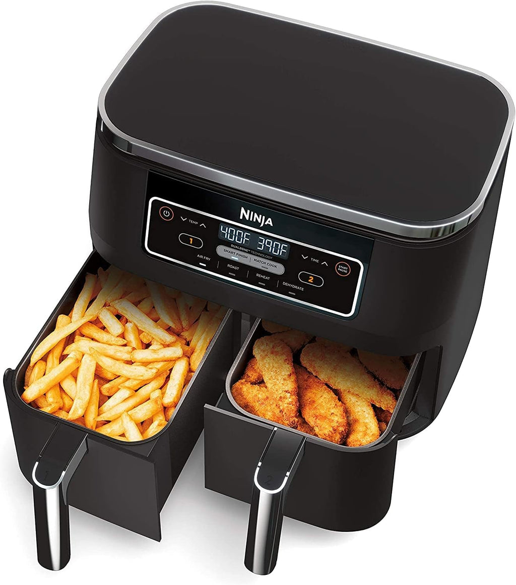 Ninja DZ100 Foodi 4-in-1, 8-qt., 2-Basket Air Fryer with DualZone Technology (Renewed), DZ100 8-qt BLACK