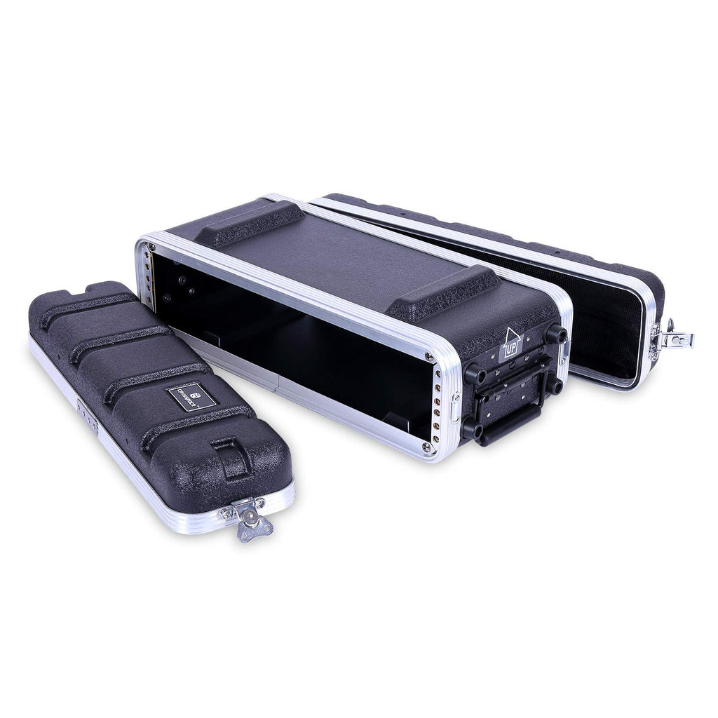 Crossrock Stackable 2U Rack Case, Strong Molded with Heavy Duty Hardware, Shallow 14.25' Depth(CRA8602US)