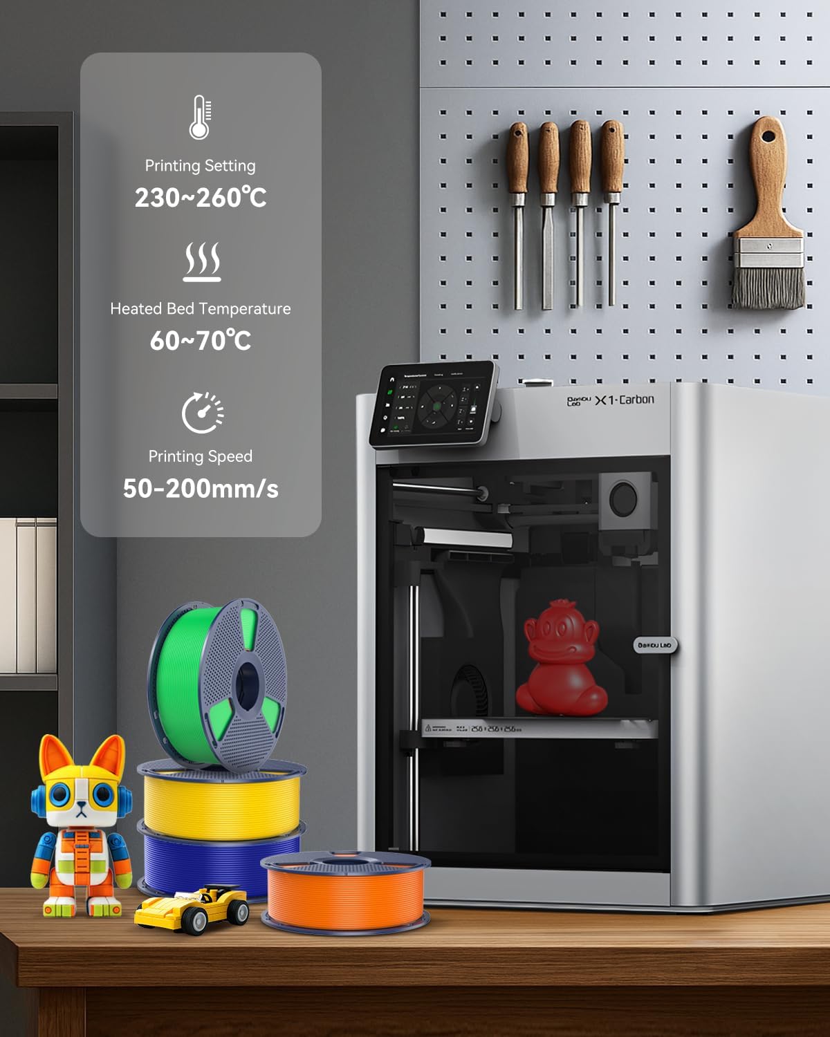 SUNLU PETG Filament 1.75mm 10KG Bundle, Individually Vacuum-Sealed, 3D Printer Filament 10kg, 1kg per Spool, 10 Pack, 10 Colors, Black+White+Grey+Blue+Red+Green+Orange+Yellow+Pink+Transparent