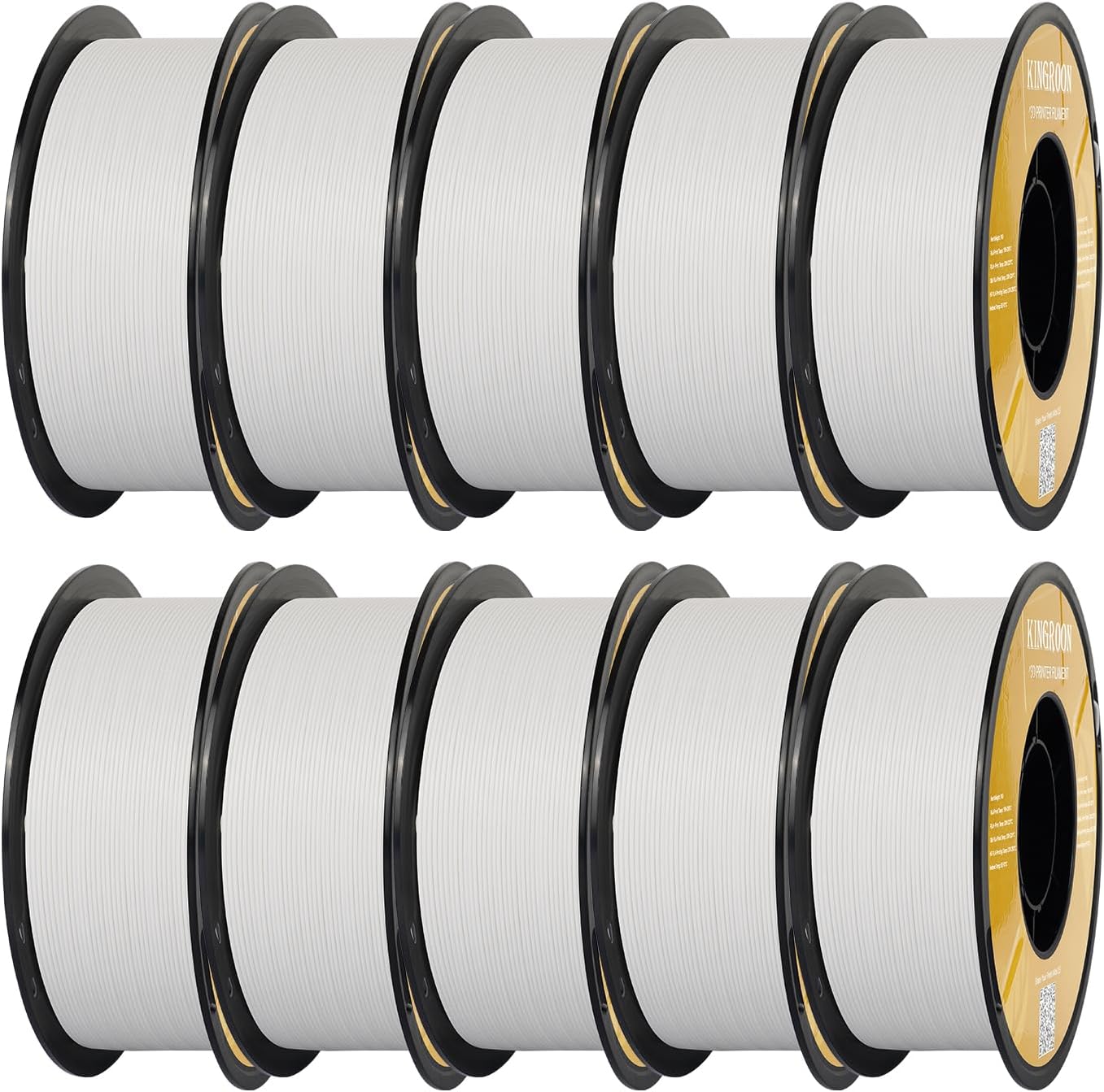 Kingroon Matte PLA Filament 1.75mm 3D Printer Filament Matte Filament 10kg Dimensional Accuracy +/- 0.02 mm (10 Rolls White)