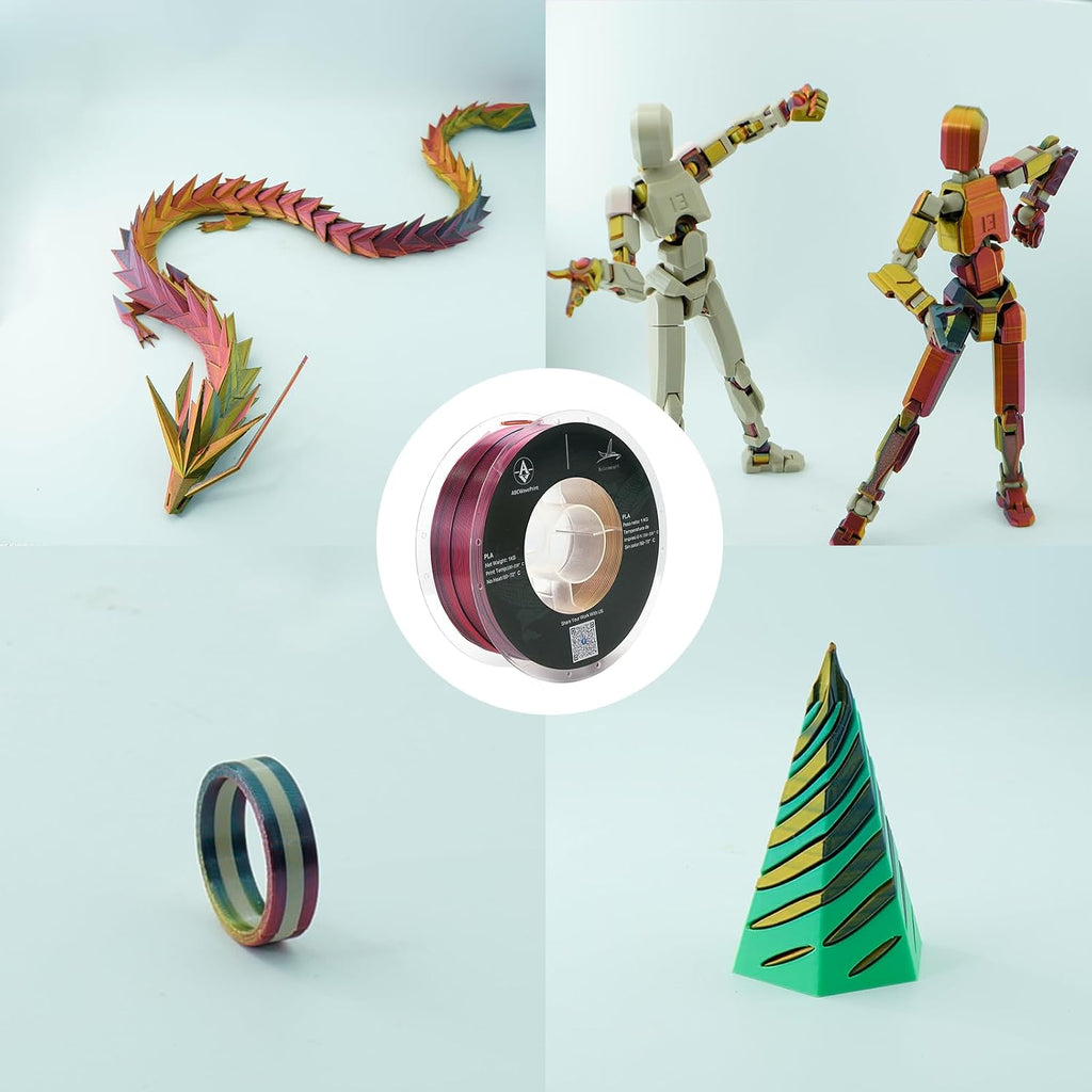 PLA 3D Printer Filament Bundle, Silk PLA Filament Dimensional Accuracy +/- 0.02 mm, 16 x 1 kg Spool(48lbs), 1.75 mm,Multiple tri-Colors.