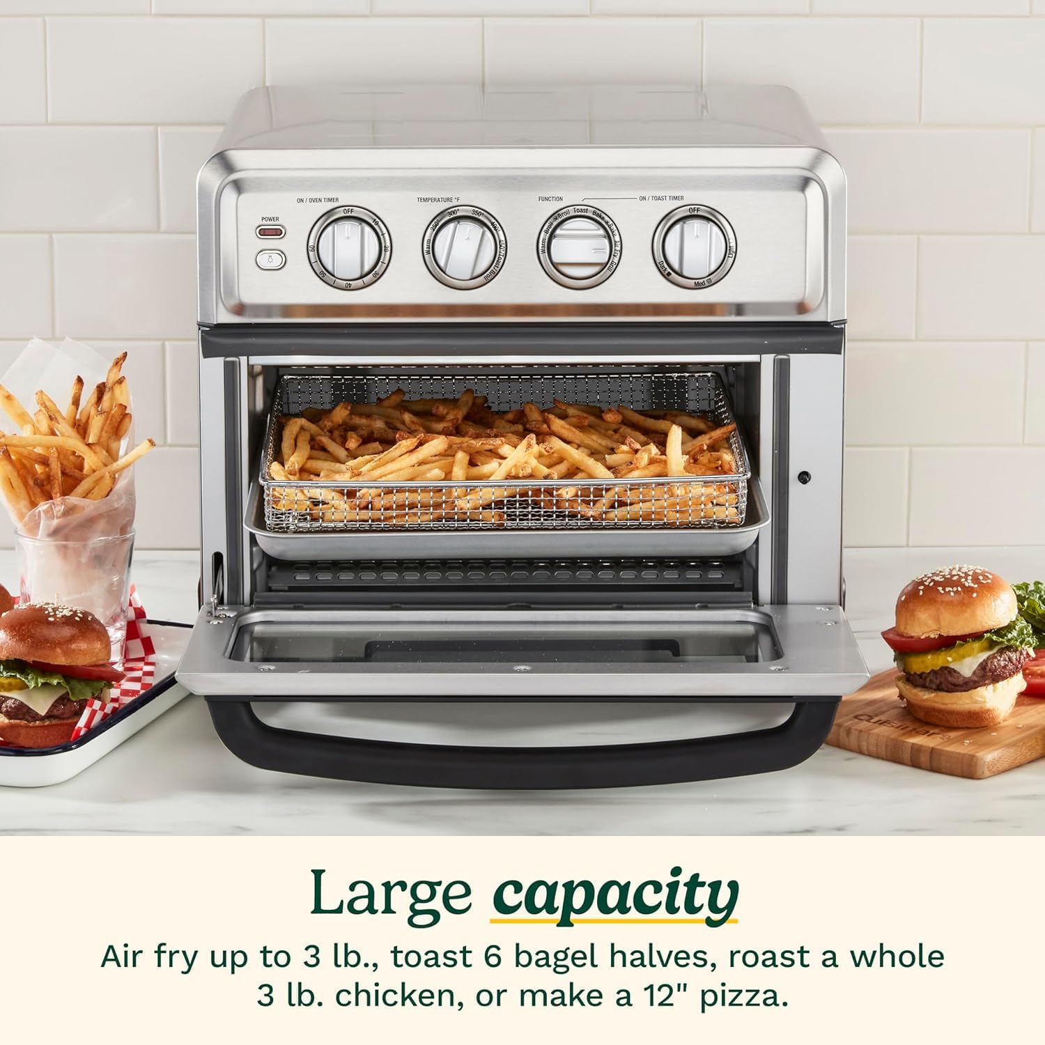 Cuisinart Air Fryer Toaster Oven, 1800W, 8-in-1 with Air Fry, Convection, Broil & Warm, 0.6 Cubic Feet, 60-Minute Timer, TOA-70NAS, Stainless Steel