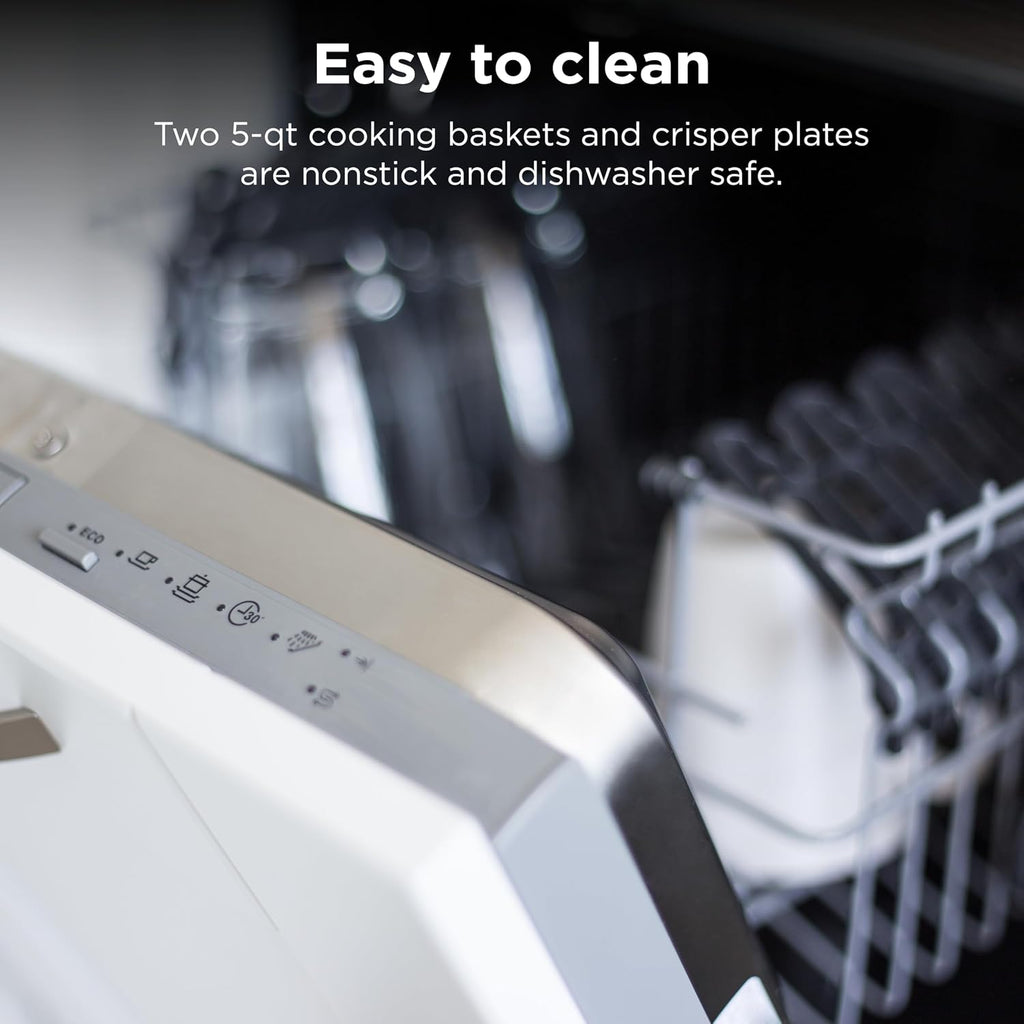 Ninja Foodi Air Fryer | 6-in-1 with 10-QT DualZone Baskets | Smart Finish to Cook 2 Foods at Once | Air Fry, Broil, Roast, Dehydrate, Keep Warm & Bake | 450° F |XL Capacity | Black | DZ302