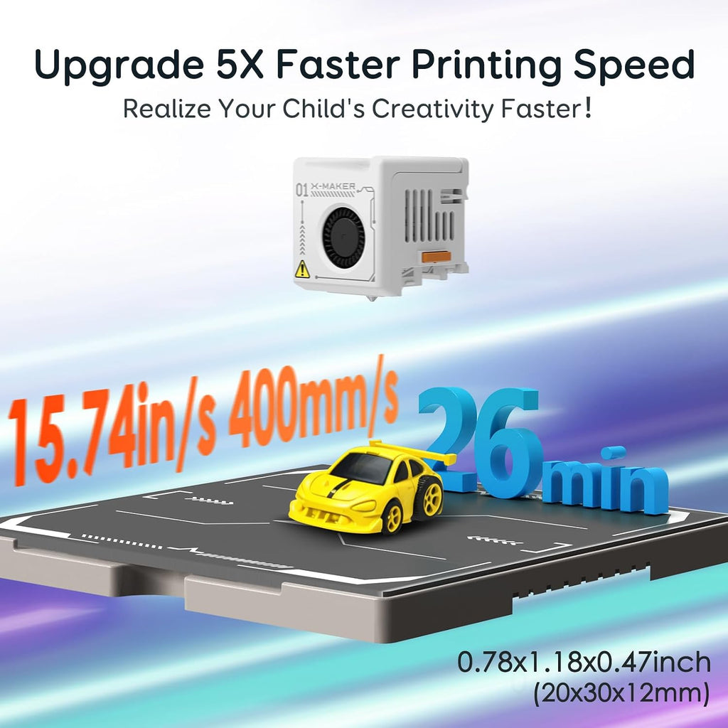 AOSEED 3D Printer for Kids & Beginners, AI-Powered Fully Assembled 3D Printer with Up to 400mm/s Speed, Auto Leveling, 15 Mini Apps, Includes 8 PLA Filaments for Home and School Use, X-MAKER AI+