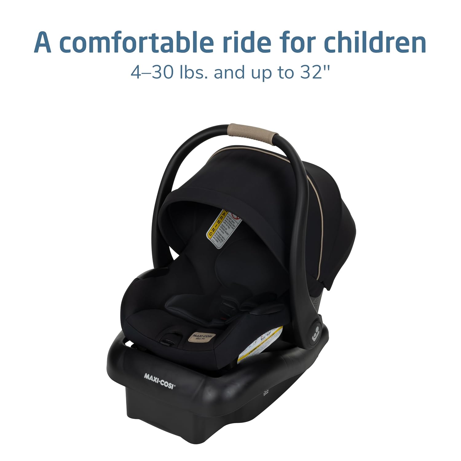 Maxi-Cosi Mico Pro Baby Infant Car Seat, Ventilated Chair Design, Soft Headrest Pad, Easy-Install Latch, Adjustable Belt Guide, 3-Position Base, Stroller-Ready, Fits 4-30 lbs, up to 32 in, Sea Shadow