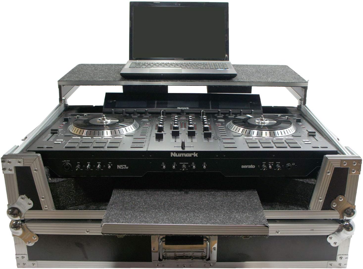 Harmony Audio HCNS7LTWFXTR Flight Glide Laptop Stand Combo DJ Custom Case Compatible with Numark NS7
