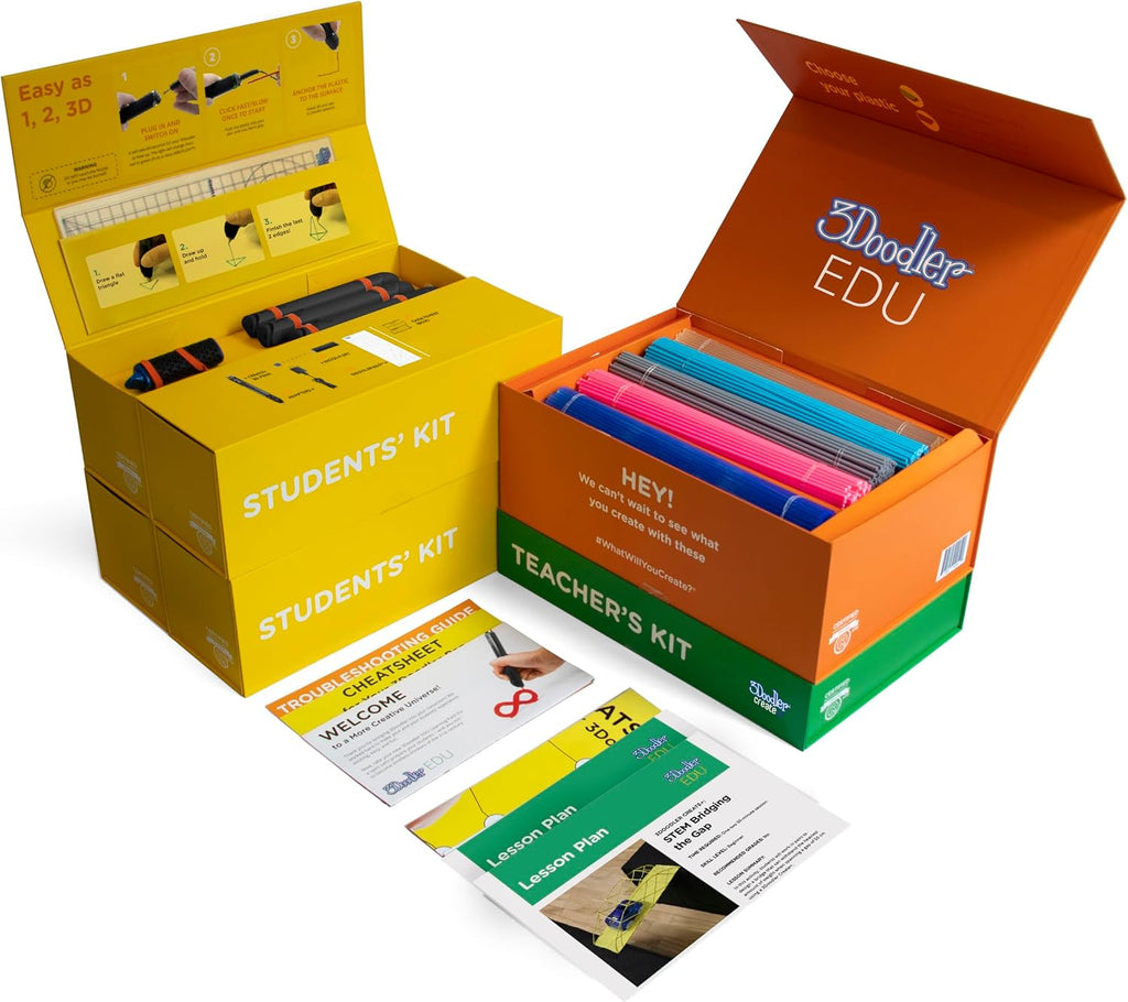 3Doodler EDU Create+ Learning Pack, Full Set with 12 3D Printing Pens + 1200 Strands of Plastic Filament + Classroom Activity Plans