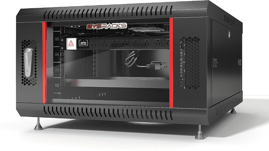 6U Wall Mount Server Rack Cabinet 24' Deep, 19' Network & AV Enclosure for Home Lab with Fan, PDU, 1 Shelf, Locking Glass Door