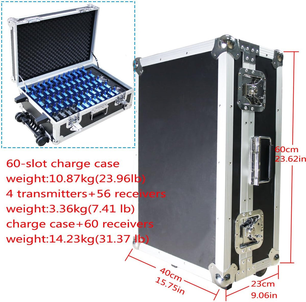 EXMAX ELGT-470 Wireless Tour Guide/Monitoring Audio System 100 Channels Groups for Tourism,Conference,Training,Church,Outdoor Scenic Spots(2 Transmitters & 30 Receivers with 32-slot Charging Case)