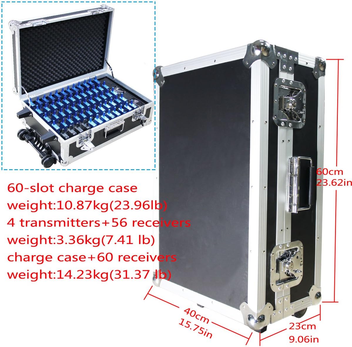 EXMAX ELGT-470 Wireless Tour Guide/Monitoring Audio System 100 Channels Groups for Tourism,Conference,Training,Church,Outdoor Scenic Spots(2 Transmitters & 30 Receivers with 32-slot Charging Case)