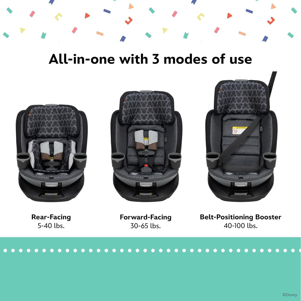 Disney Baby Turn and Go 360 Rotating All-in-One Convertible Car Seat, Vintage Mickey Mouse