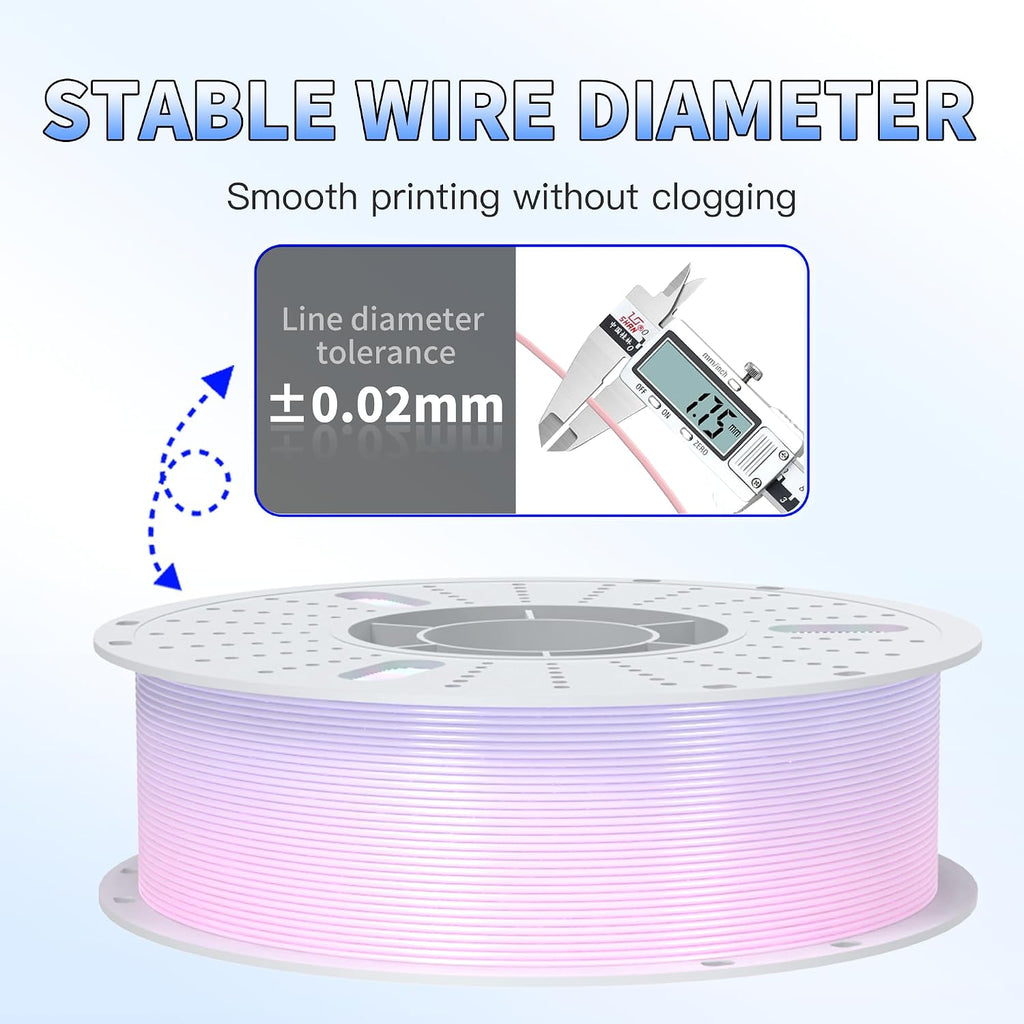 PINBALL Silk Rainbow PLA 3D Printer Filament 1.75mm Shiny Multi-Color Changing Filament 3D Printing PLA Filament Dimensional Accuracy +/- 0.02mm 8 KG 8 Colors