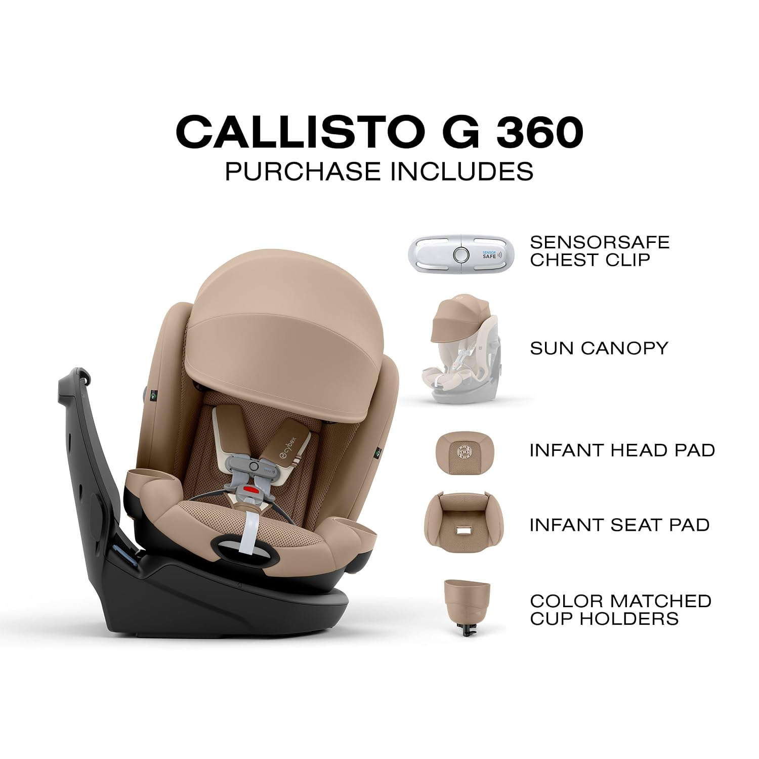 Callisto G 360 Rotating All-in-One Convertible Car Seat - Almond Beige