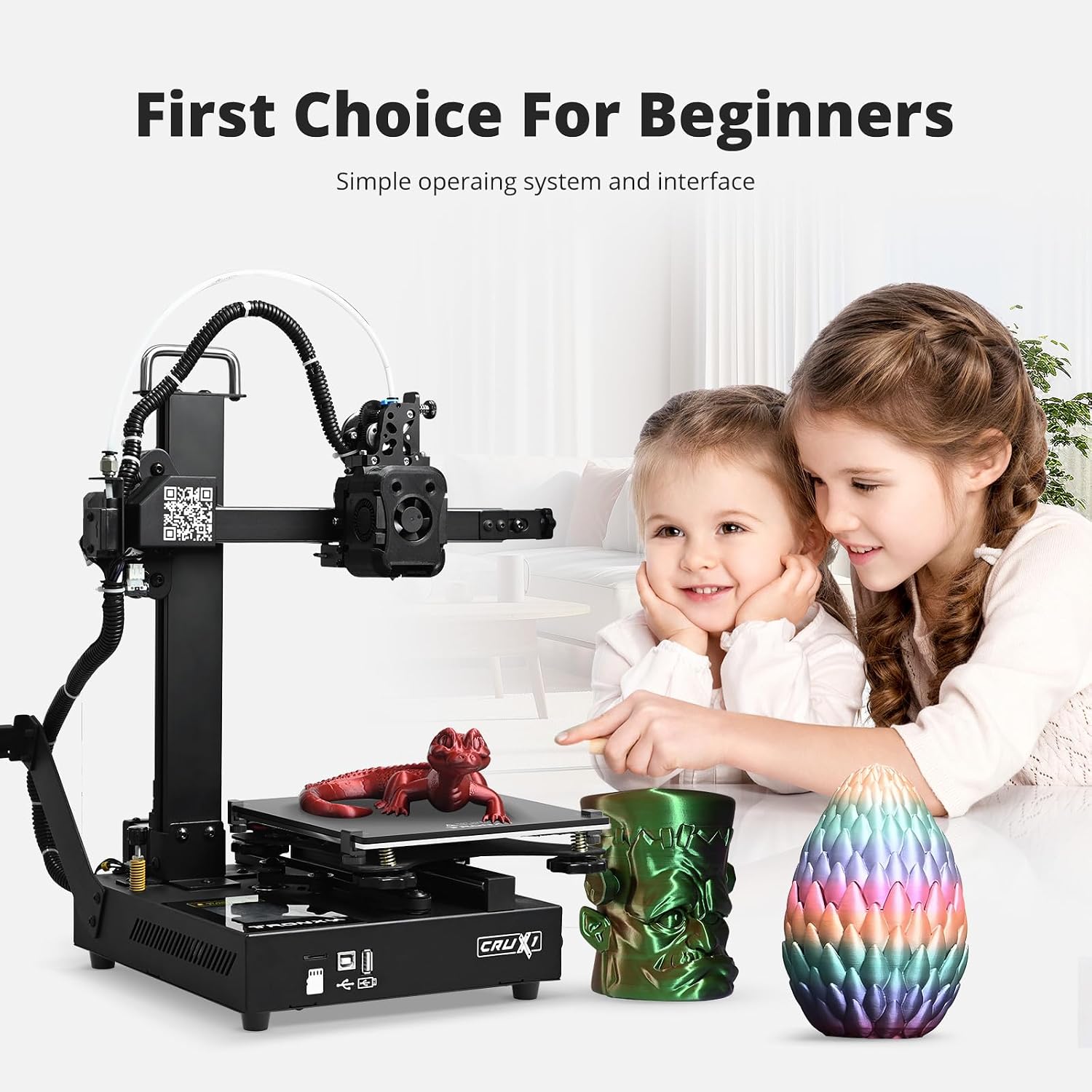 TRONXY Small High Speed 3D Printer, CRUX 1S Desktop Mini 3D Printer for Beginners, Proximal Printhead with Dual-axis Metal Guide, Build Size 7.09x7.09x7.09 inch