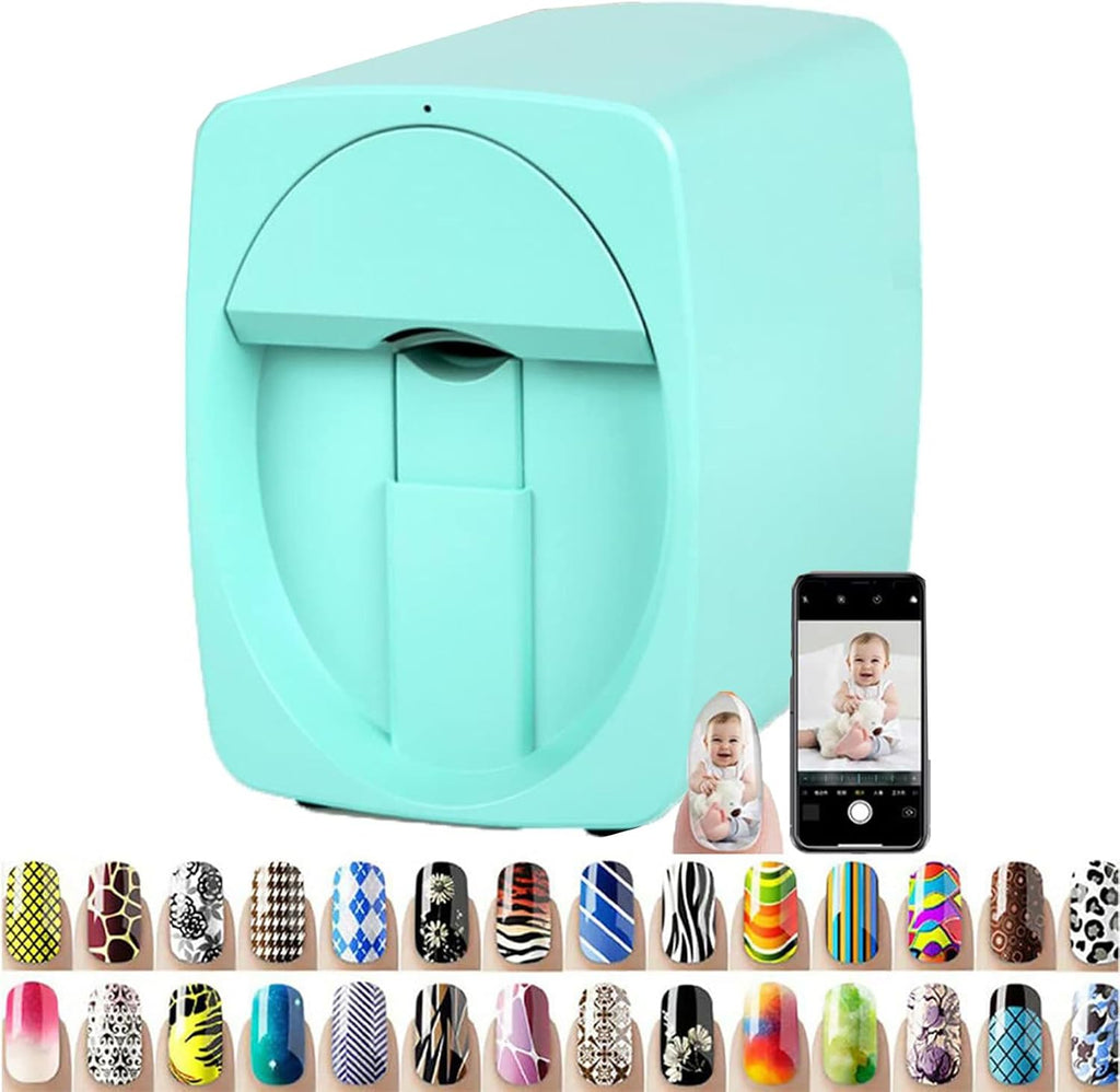 3D Nail Printer Mini Printer for Nails, Multifunction Portable Mobile Nail Painting Machine for Kid/Nail Studio/Manicurist/Nail Lovers (Green)