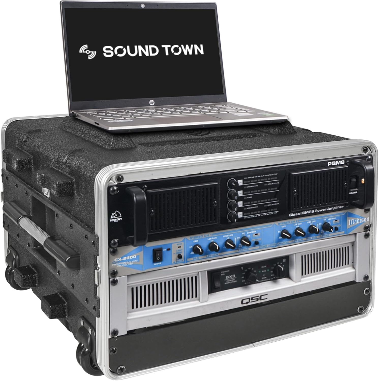 Sound Town Lightweight 6U PA DJ Rack/Road Case with 5U Rack Space, ABS Construction, 19' Depth, Retractable Handle, Wheels and Heavy-Duty Latches (STRC-A6UT)