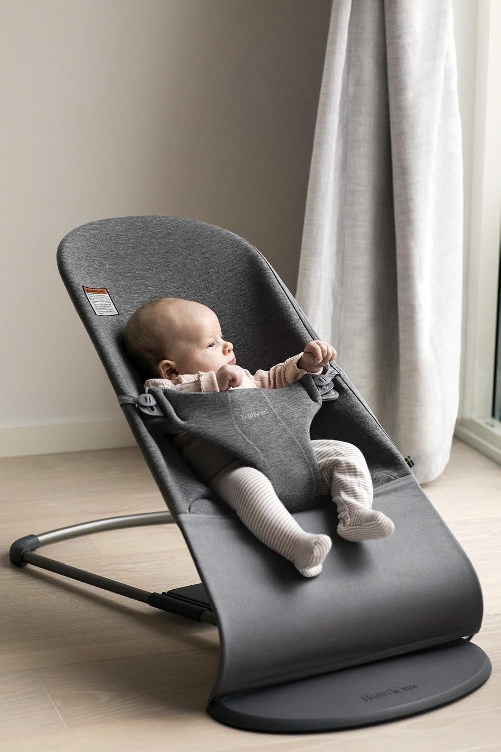 BabyBjörn Bouncer Bliss, Charcoal Gray, 3D Jersey 2-in-1 Adjustable Baby Bouncer Seat and Toddler Chair, Newborn to Toddler (8-29 lbs), 4 Positions, Lightweight & Portable
