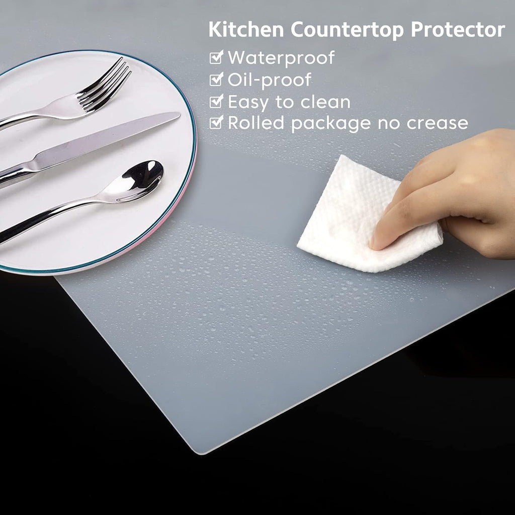 Extra Large Silicone Mat,Silicone Mats for Kitchen Counter Island Dinner Table Countertop Protector Heat Resistant Mat (120' x 48', Translucent)