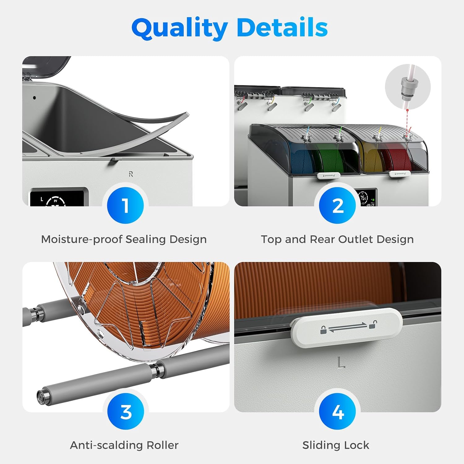 Creality Filament Dryer 4 Spools Mothers Day Gifts, Space Pi X4L Filament Storage Box, Dual Heating Chambers Dual 200W PTC Heats, Fast Drying Moisture-Free Storage, for PLA, PETG, TPU, ABS 1.75/2.85mm