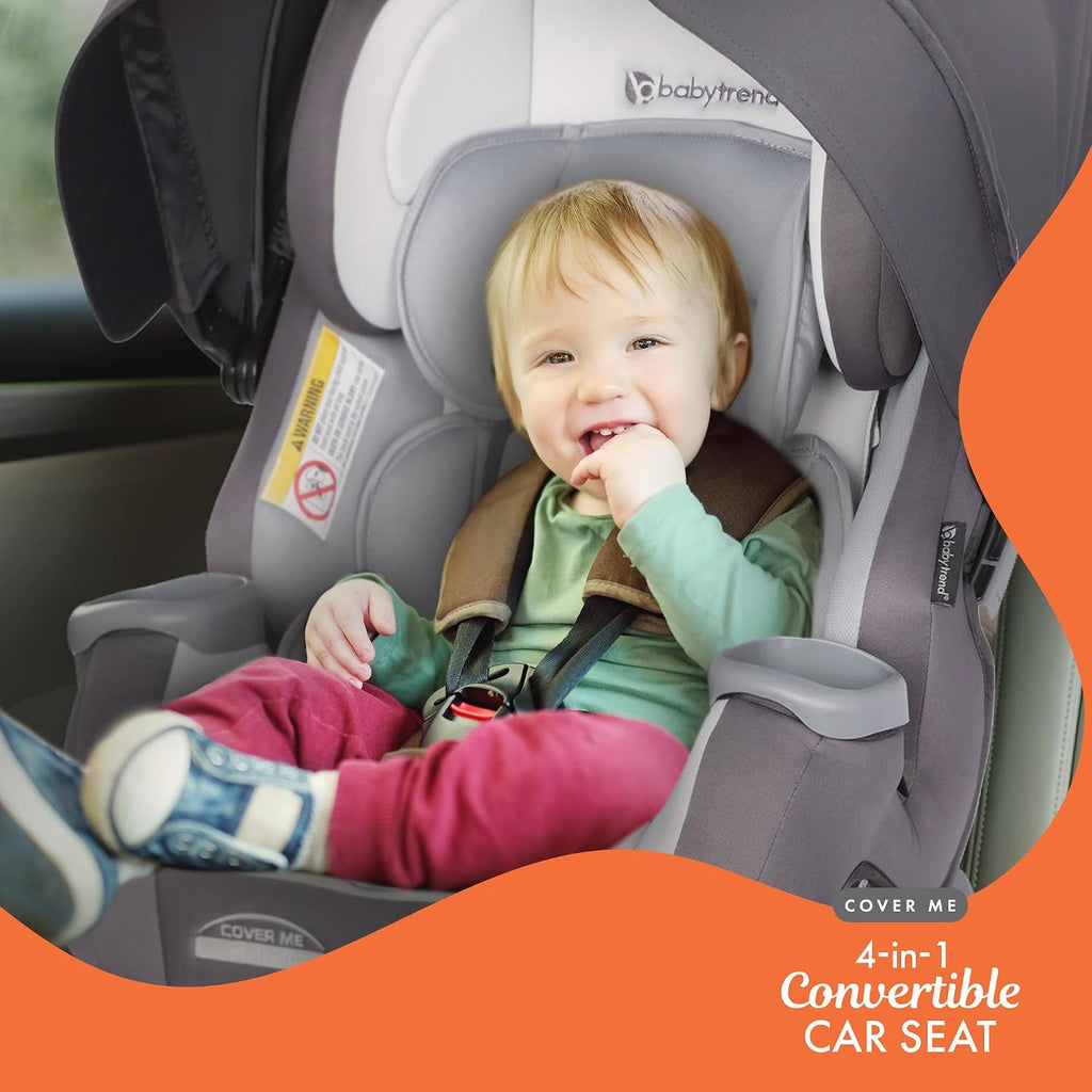 Baby Trend Cover Me 4-in-1 Car Seat Convertible Infant Toddler Rotating Safety Seat with Adjustable/Removable Canopy and 2 Cup Holders, Stormy Gray