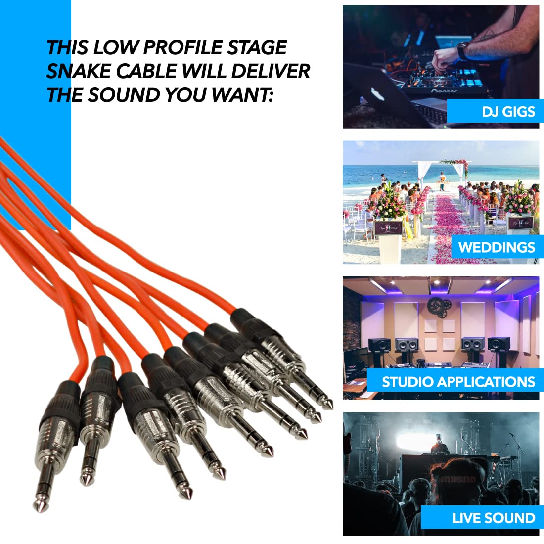 Seismic Audio - XLR Low Profile Snake Cable with 4 TRS Returns - Circuit Board Snake for Recording, Stage, Studio PA DJ use (100 Feet - 16 Channel - 8 TRS)