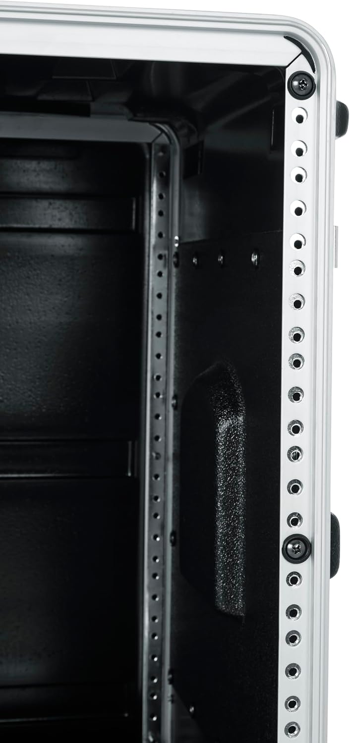 Gator Cases Lightweight Molded 10U Rack Case with Built-in Power Supply, Heavy Duty Latches, Retractable Tow Handle, and Recessed Wheels, 19.25' depth (GRR-10PL-US)