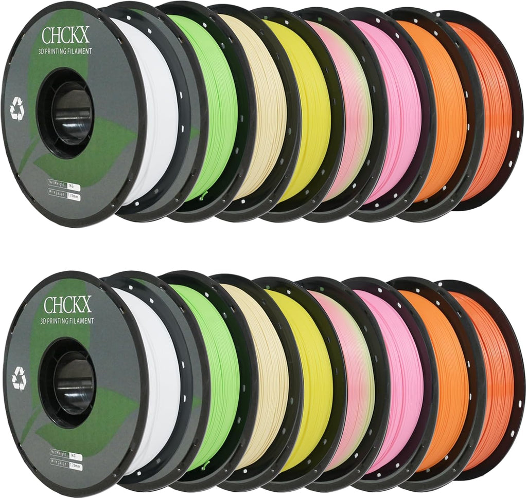 16KG PLA 3D Printer Filament Bundle,1kg Spool(2.2lbs), 1.75mm,2white+2pink+2 Peach+2 Pumpkin Yellow+2 Vibrant Orange+2 Light Yellow+2 ice Cream+2 Lemon Green