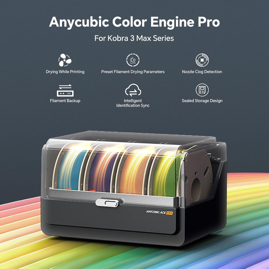 Anycubic ACE Pro Multi Color 3D Printer Filament Dryer Box, Not for Anycubic Kobra S1, Only Compatible with Kobra 3 Max, Filament Auto Backup and Intelligent Identification