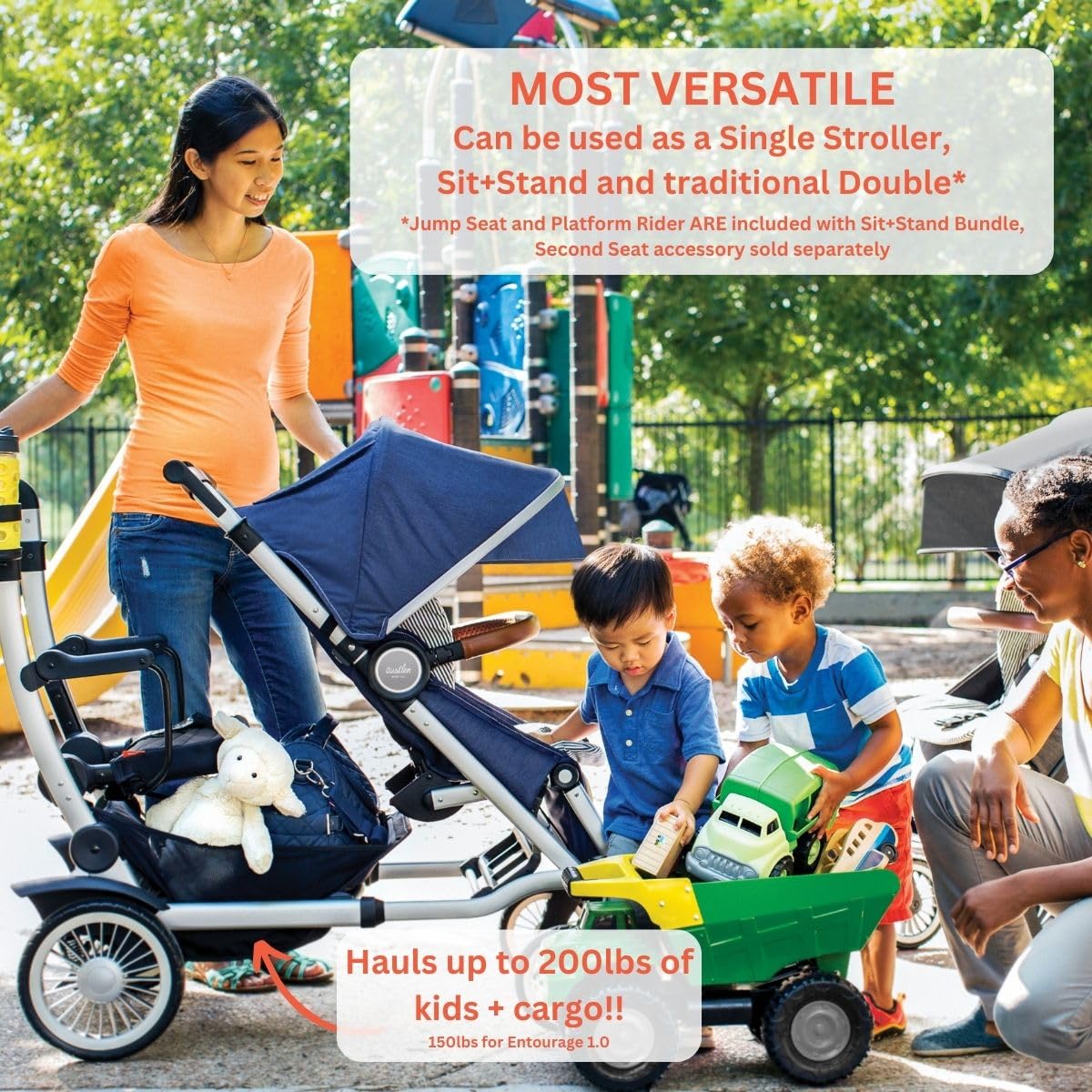 Austlen Entourage 2.0 Sit and Stand Stroller in Black (Also Available in Navy)