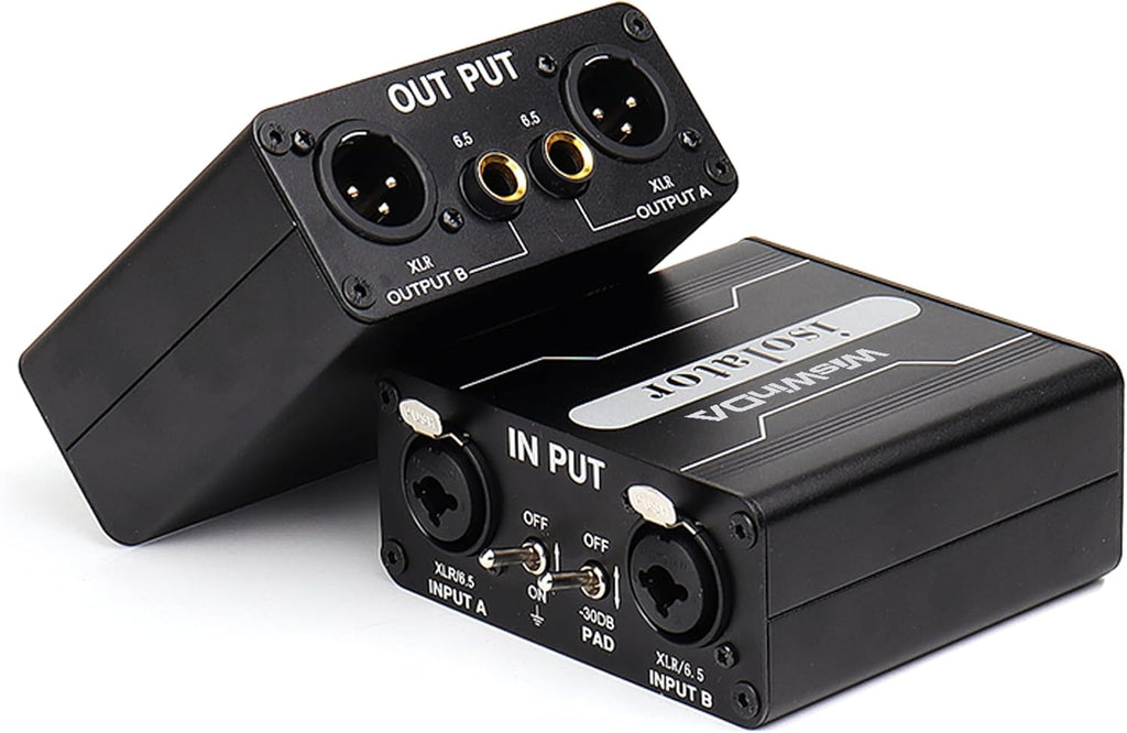 Pro GX200S 2Channels XLR/TS/TRS Passive Hum Eliminator Direct Box for Audio Equipments Ground Loop Isolator Noise Filter for Different Audio Systems Using Situations