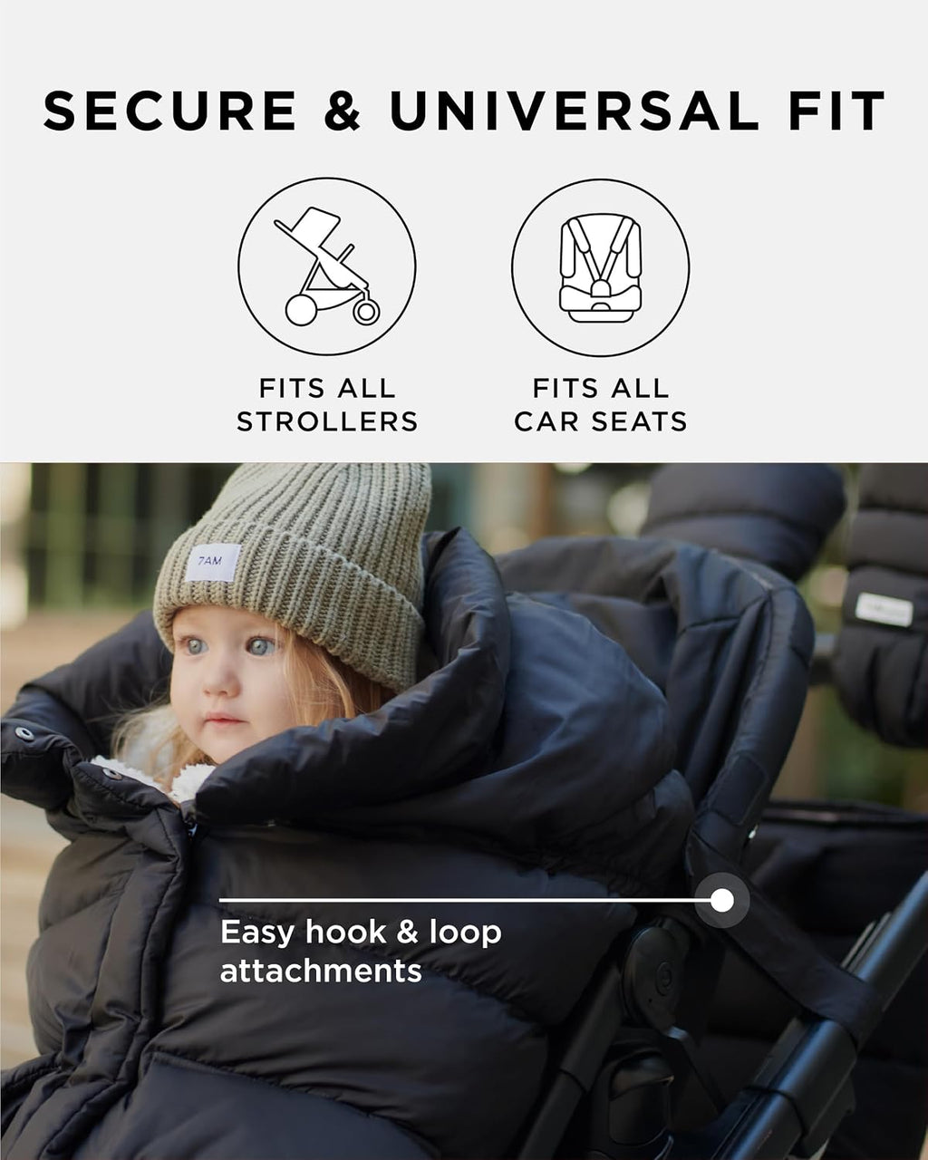 7AM Enfant Stroller Blanket 212 - Adjustable Baby Car Seat Zipped Blanket for Babies Winter, Unisex Multi Purpose Fleece Lined Warm Hooded Toddler Footmuff Water Repellent | (6M - 4T)