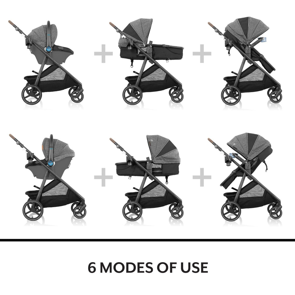 Evenflo Shyft Intuiti+ Travel System Featuring LiteMax NXT Preemie and Infant Car Seat with SensorySoothe (Eclipse Black)
