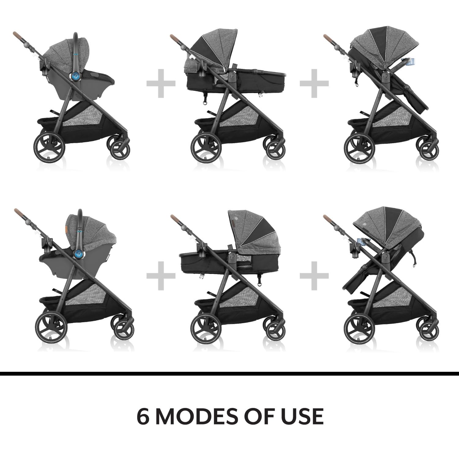 Evenflo Shyft Intuiti+ Travel System Featuring LiteMax NXT Preemie and Infant Car Seat with SensorySoothe (Eclipse Black)