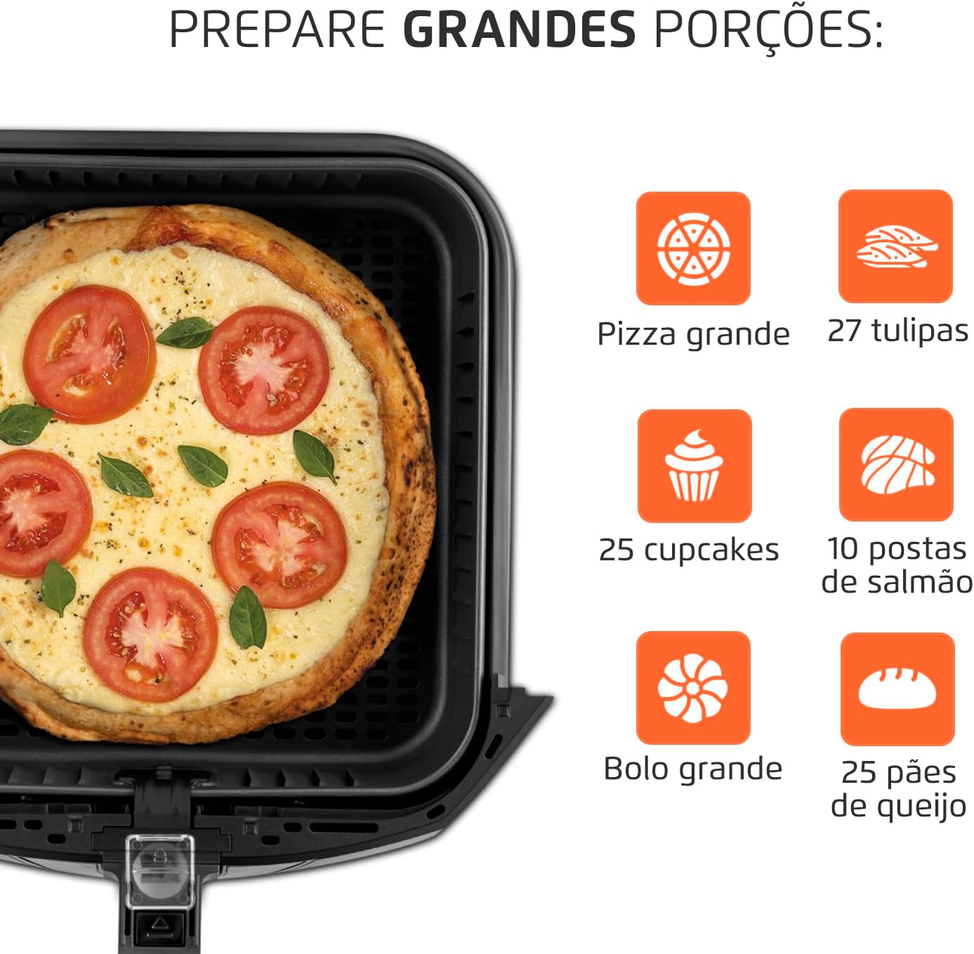 Fritadeira Sem Óleo Air Fryer 8L, Mondial, Preto/Inox, 1900W, 220V - AFN-80-BI