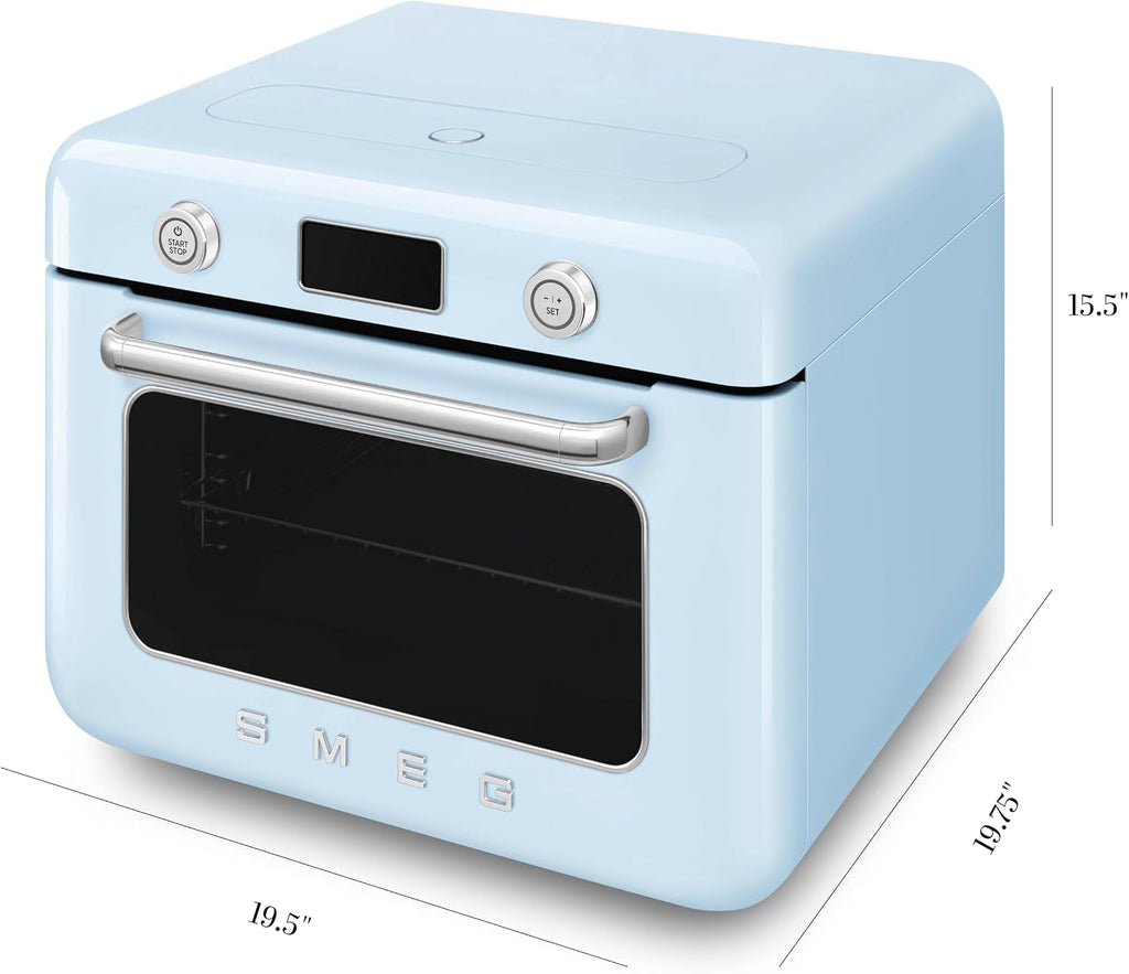 SMEG COF01Countertop Combi Oven - Multi-Function Grill, Air Fry, Steam, Bake, Convection, Defrost, and Warm, 10 Cooking Functions - Made In Italy (Pastel Blue)