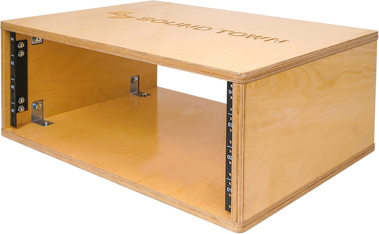 Sound Town DIY 4U Studio Rack with Baltic Birch Plywood, Golden Oak, Assembly Required (SDRK-Y4)