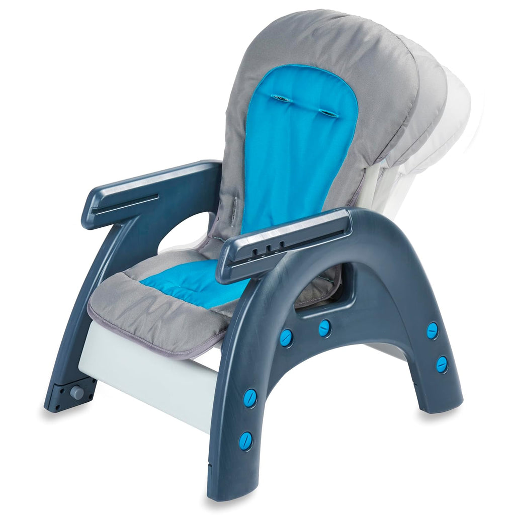 Badger Basket Envee II Convertible Baby High Chair with Infant Feeding Seat, Booster Seat, and Toddler Desk with Chair - Charcoal/Teal