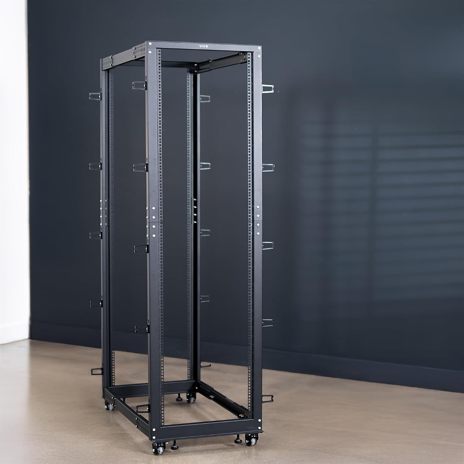 VIVO 42U Freestanding Server Rack, Mobile Open Frame 22 to 40 inch Adjustable Network Server Cart, Black, CART-SR42U