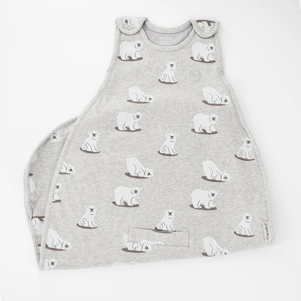 Woolino Merino Wool & Organic Cotton Baby Sleep Sack 2-24 Months – Ultimate 4-Season Baby Sleeping Bag, Universal Size Wearable Blanket, 2-Way Zipper & Adjustable Fit, Year-Round Use - Polar Bear