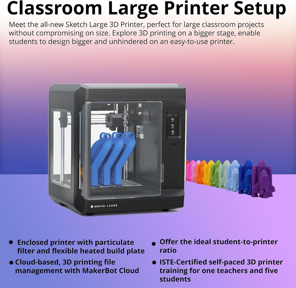 MakerBot Sketch 3D Printer with Fused Deposition Modelling Print Technology (Black, Large) Bundle with PLA Filament for Sketch Classroom and Printers (10-Pack) (2 Items)