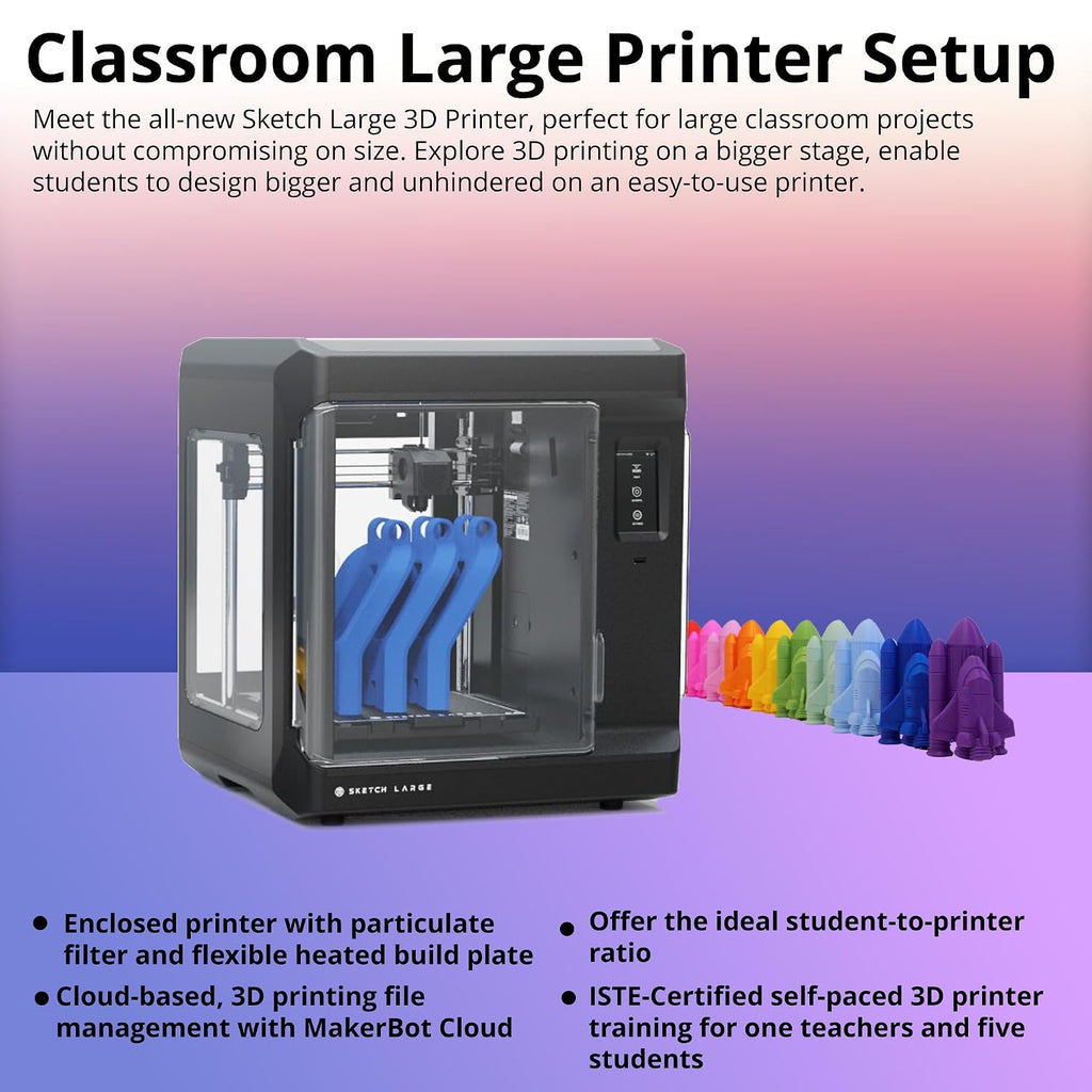 MakerBot Sketch 3D Printer with Fused Deposition Modelling Print Technology and Layer Resolution of 100 to 400 Microns (Black, Large)